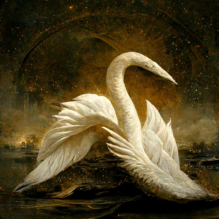 prompthunt: The gateway to the world, swan upon leda, The gun in a  trembling hand Where nature unmakes the boundary The pillar of myth still  stands Occupier upon ancient land The gateway