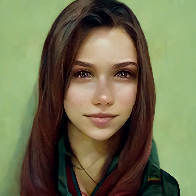 prompthunt: 20-year-old woman, ukrainian, brown hair, green eyes