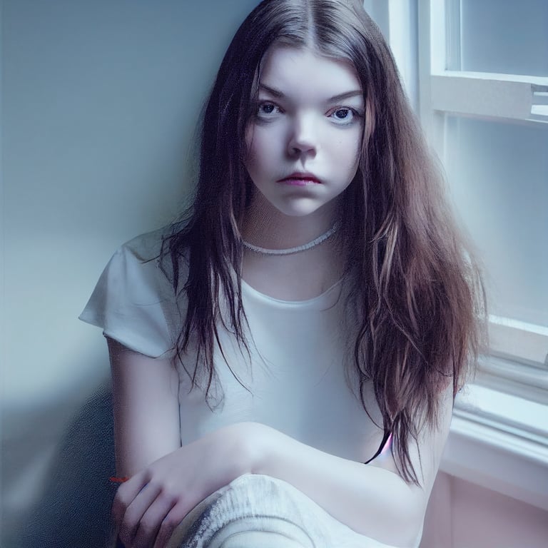prompthunt Anya Taylor joy posing, flirtatious pose, white knee high