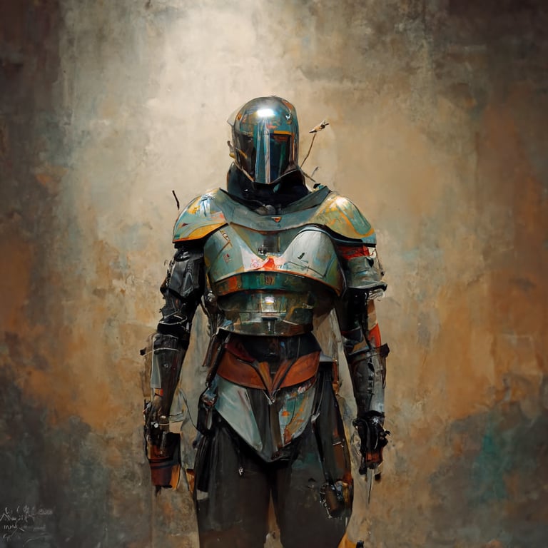 prompthunt scifi armor, mandalorian armor, knight, boba fett, Bo