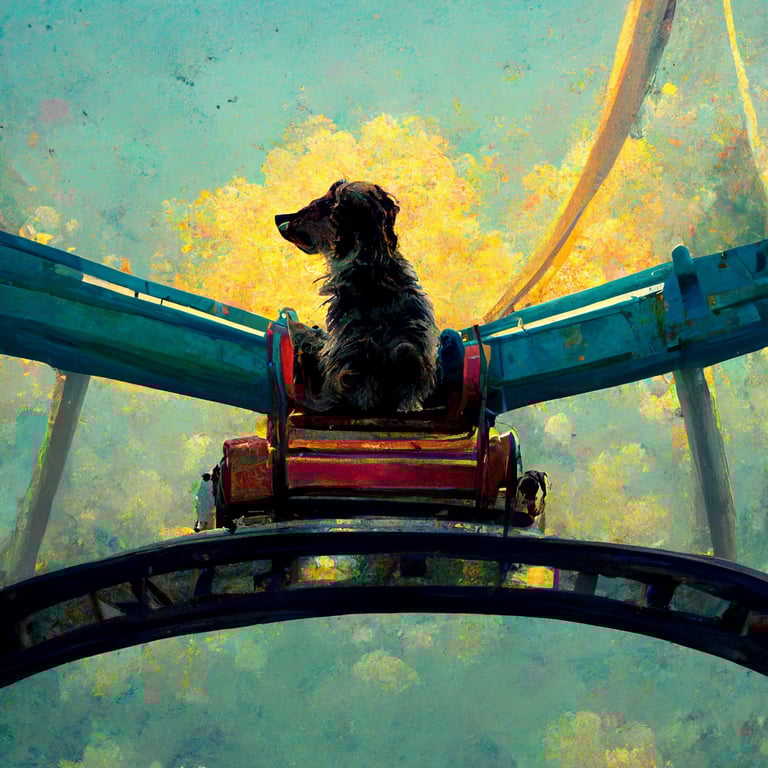 prompthunt dog on a roller coaster