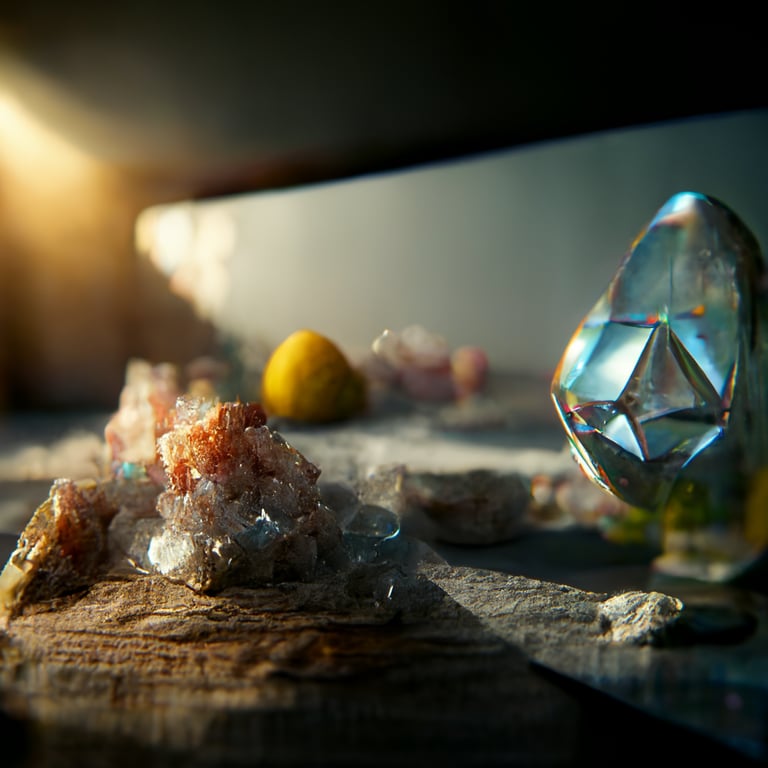 prompthunt: Crystal octahedron pyramid, ocean, sunrise beach, atlantean ...