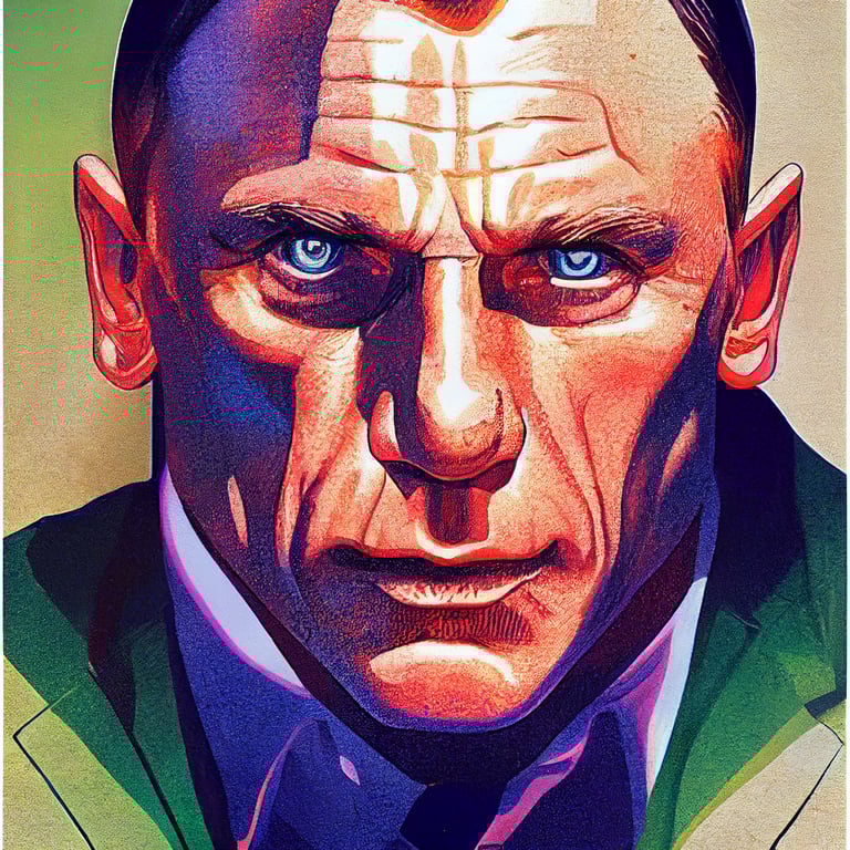 prompthunt Daniel Craig as Lex Luthor, in art style of Alex Ross