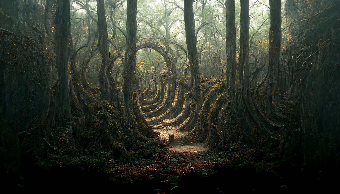 prompthunt: maze entrance, forest, 8k