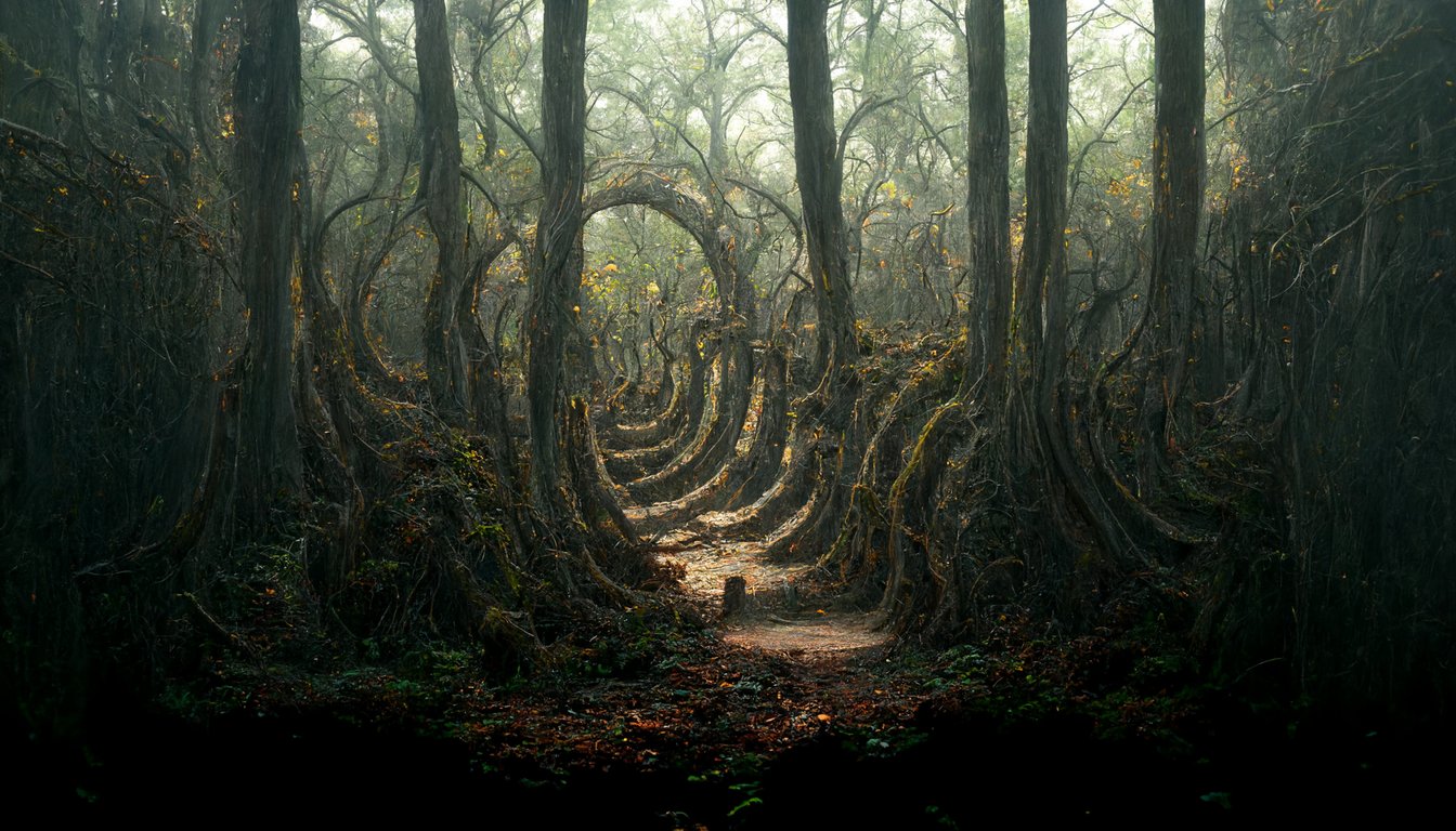 prompthunt: maze entrance, forest, 8k