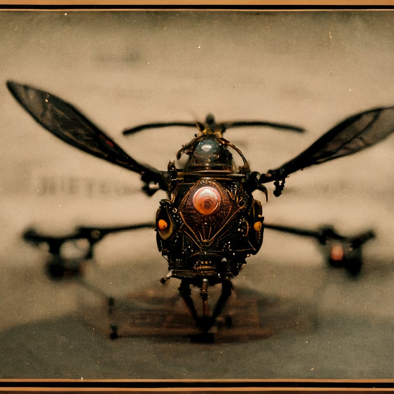 prompthunt: highly detailed vintage photograph of symmetrical cicada and  wasp mechanical drone designed by Bugatti, gothic, no background,  volumetric lighting, 12k render