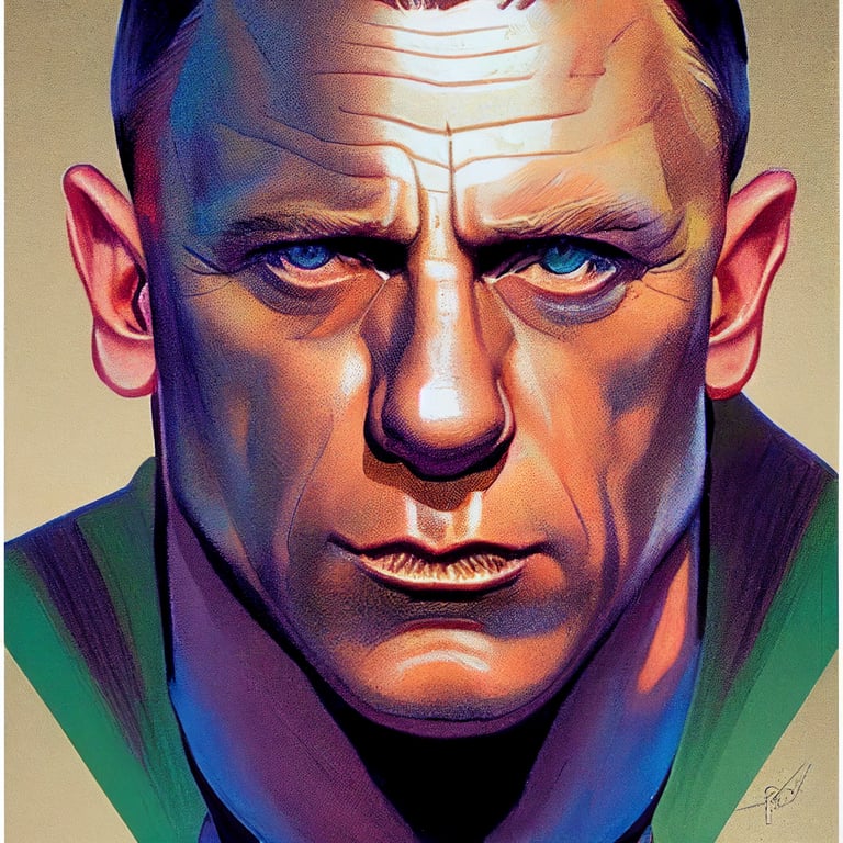Daniel Craig as Lex Luthor, in art style of Alex Ross