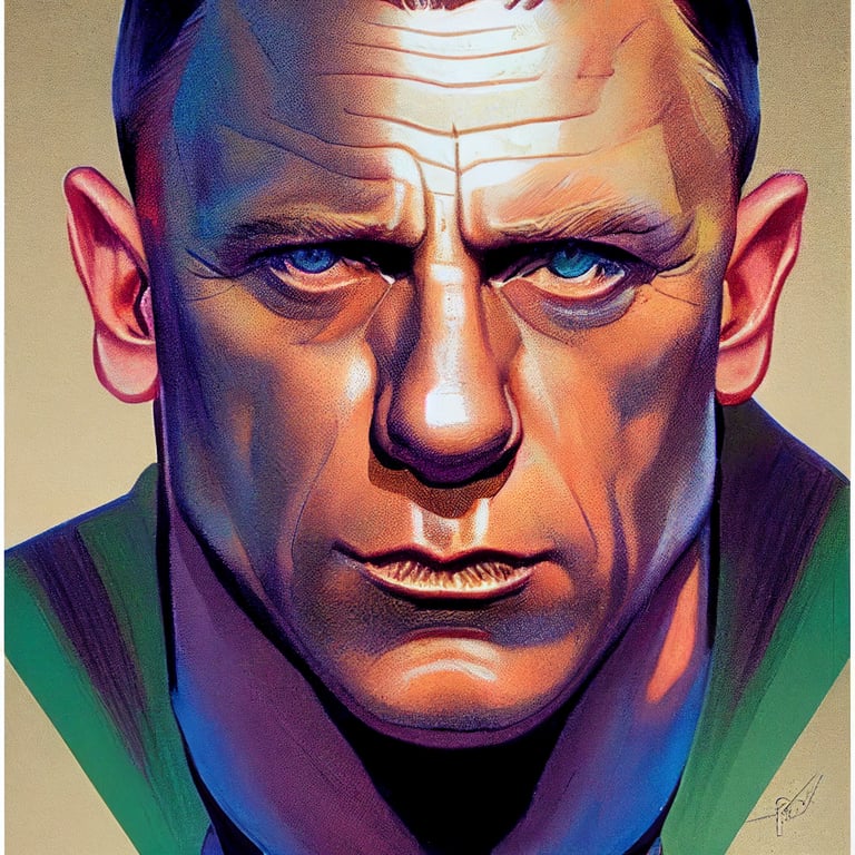prompthunt Daniel Craig as Lex Luthor, in art style of Alex Ross