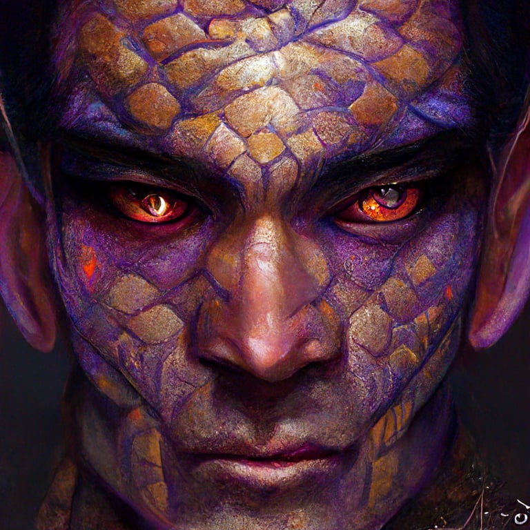 prompthunt portrait, dnd male yaunti, snake eyes, muscular, scaly