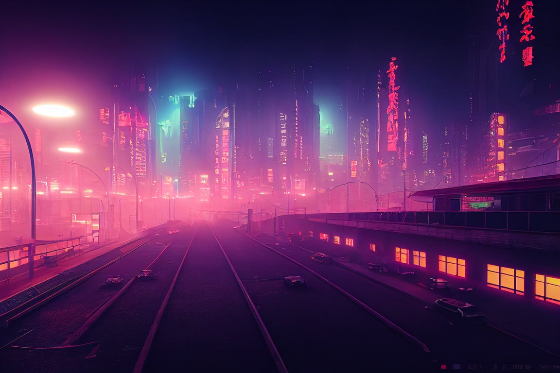 neo tokyo, industrial architecture, smog, fog, lights, bloom, neon lights, + 4k + uhd + 3d + octane render + cinematic,
