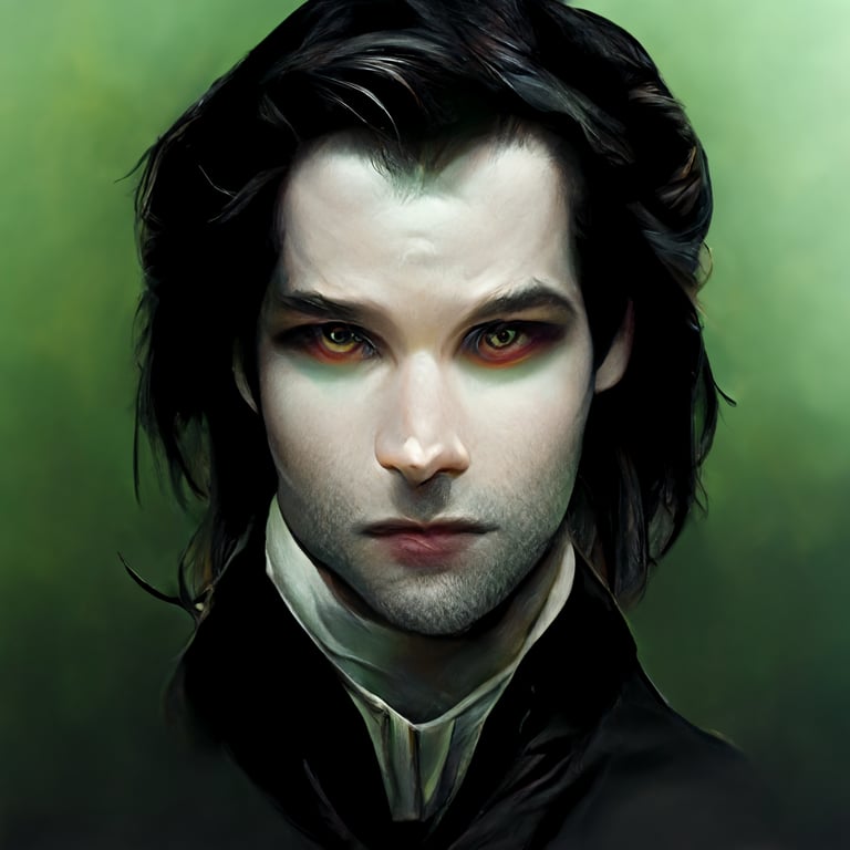 prompthunt: Portrait of a white male vampire, black mid-length hair ...