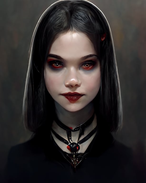 prompthunt: cute goth vampire girl, highly detailed, beautiful symmetrical  face, portrait, 16k resolution concept art