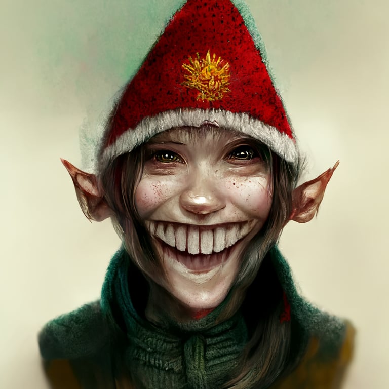 scary christmas elf rotten smile