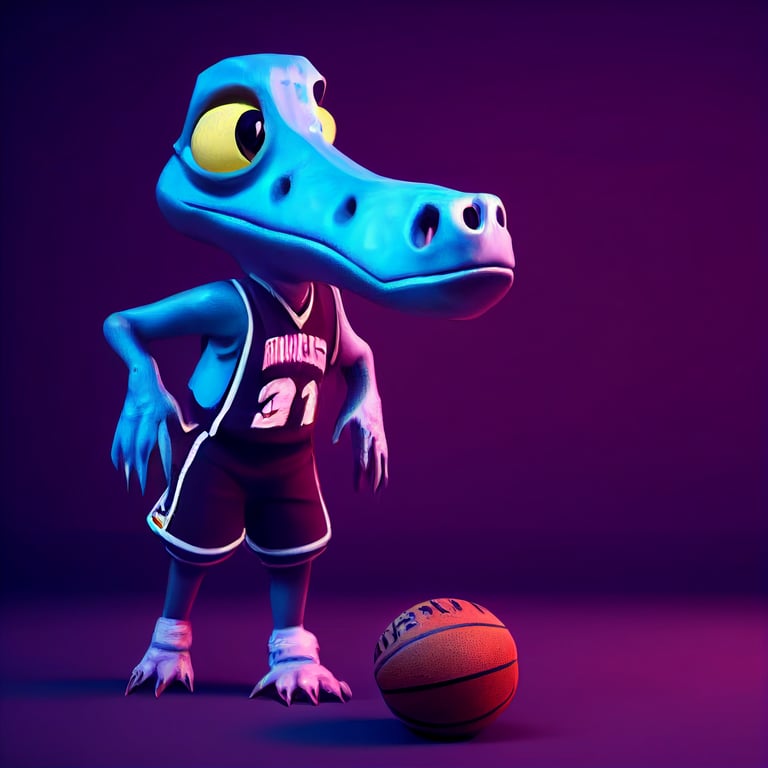 Full Body Basketball Player with Basket Caricature