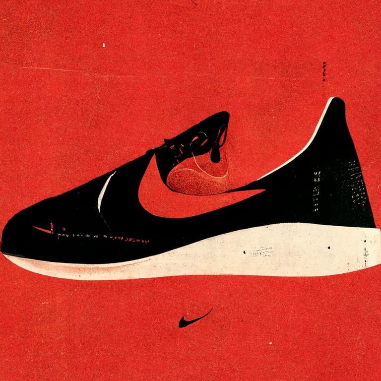 prompthunt: Nike shoe ad by László Moholy-Nagy and Alexander Calder,  Bauhaus, Strong geometry, large bold expressive type Vector art, Adobe  illustrator Red and Black, music festival poster, international typographic  style