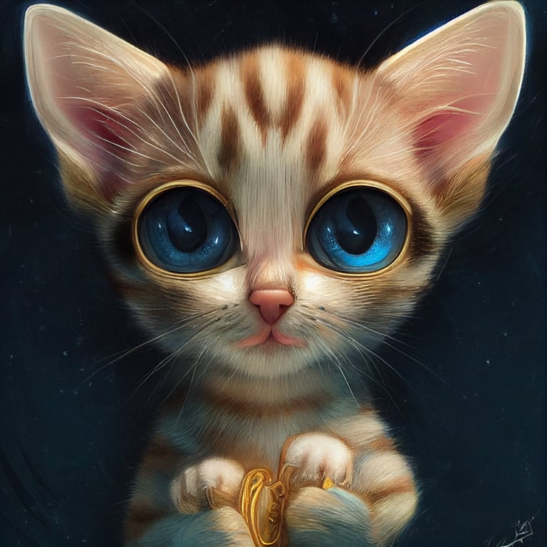 prompthunt: gilded cute baby cat blue, pixar style, atristation ...