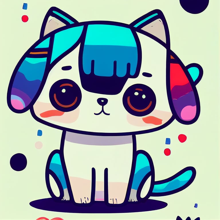  prompthunt cute kawaii anime chibi doggo, pinterest chibi cat cute, pintado con marcador acrílico, vistoso, estilo gráfico vectorial