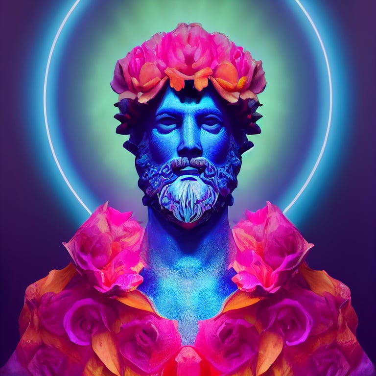 prompthunt extremely psychedelic synthwave Statue of Zeus at Olympia