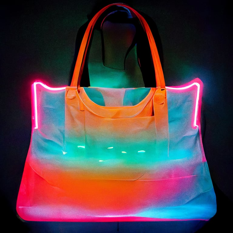 prompthunt Balenciaga tote bag with neon lights