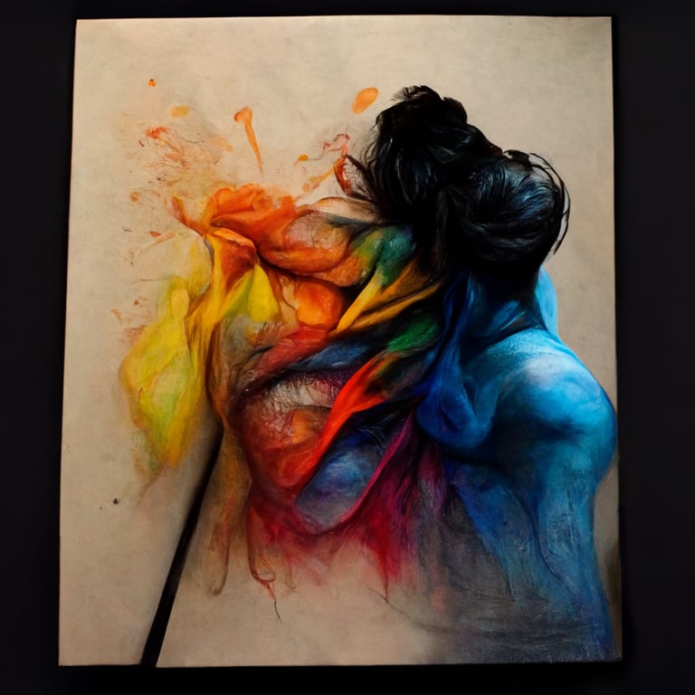 prompthunt an artist painting pain, using charcoal and oil pastels