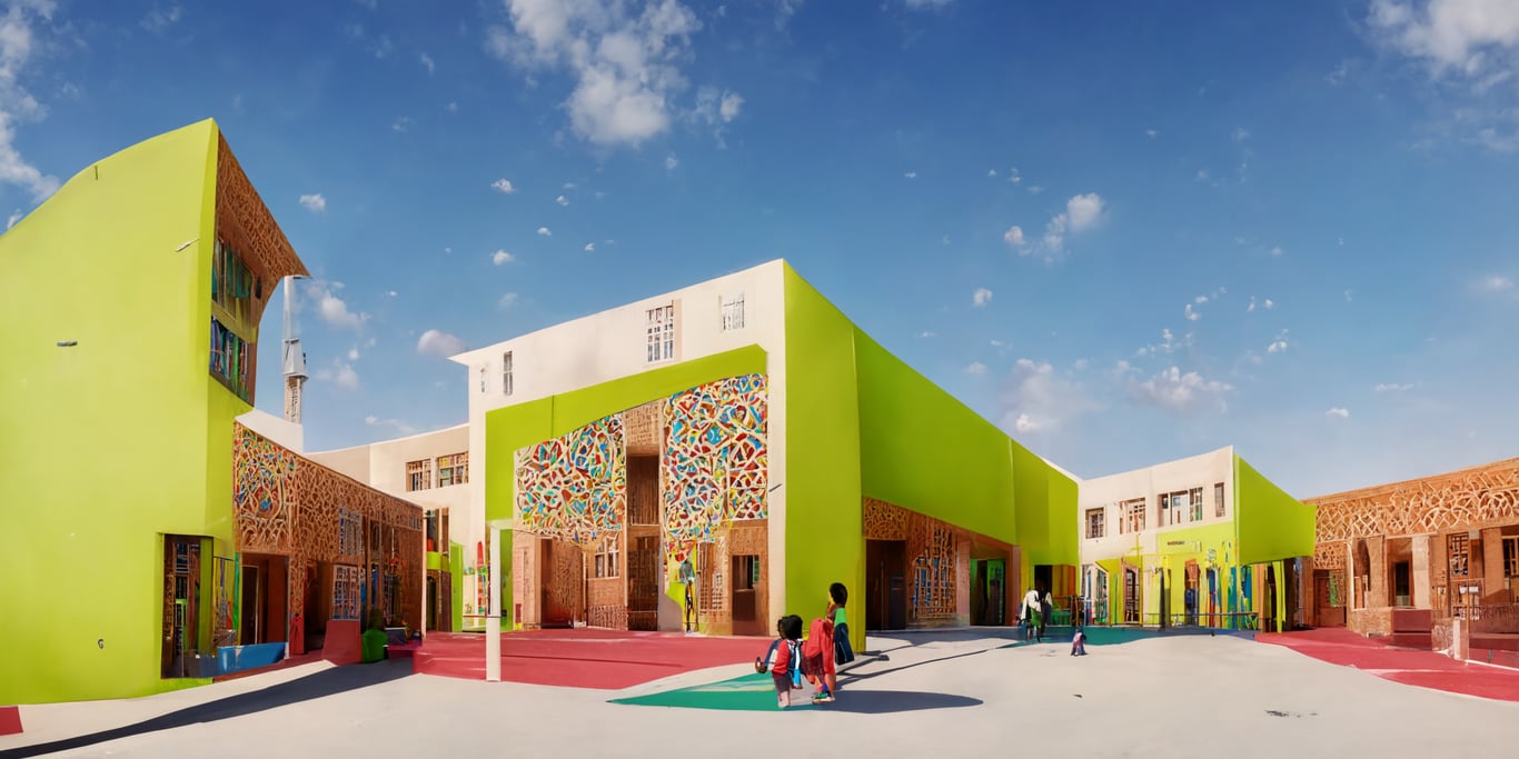 prompthunt-primary-school-building-joy-yards-to-play-for-students