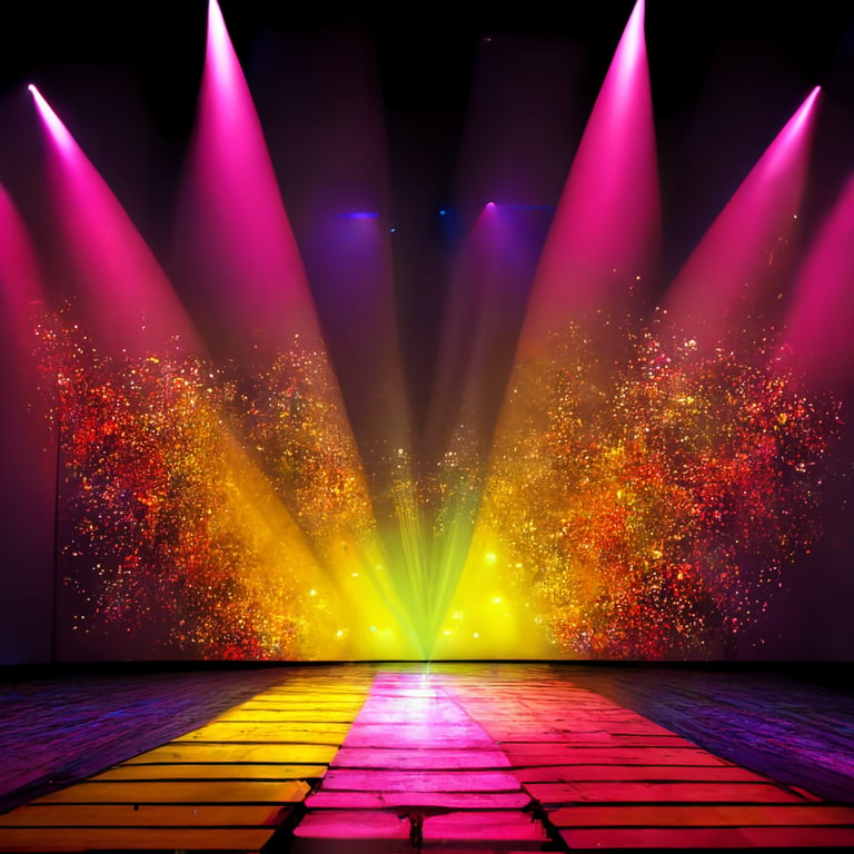 prompthunt: stage, disco light, open theater, florescent lighting colors,  background