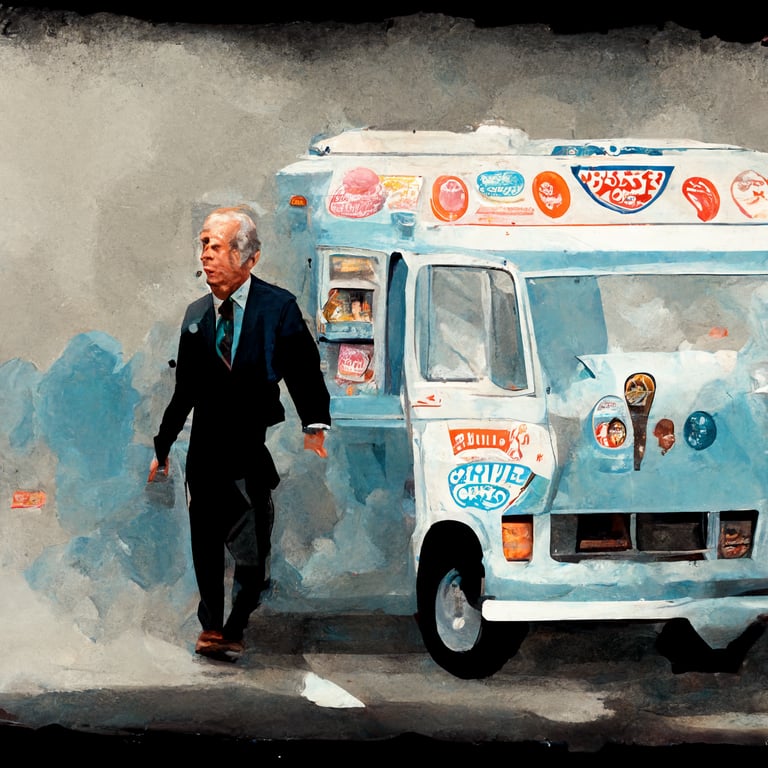 President Biden chasing an ice cream truck
