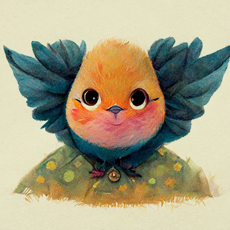 prompthunt children's book illustration style, chubby birds, pastel
