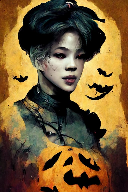 prompthunt a halloween creepy poster of Park Jimin from BTS in the