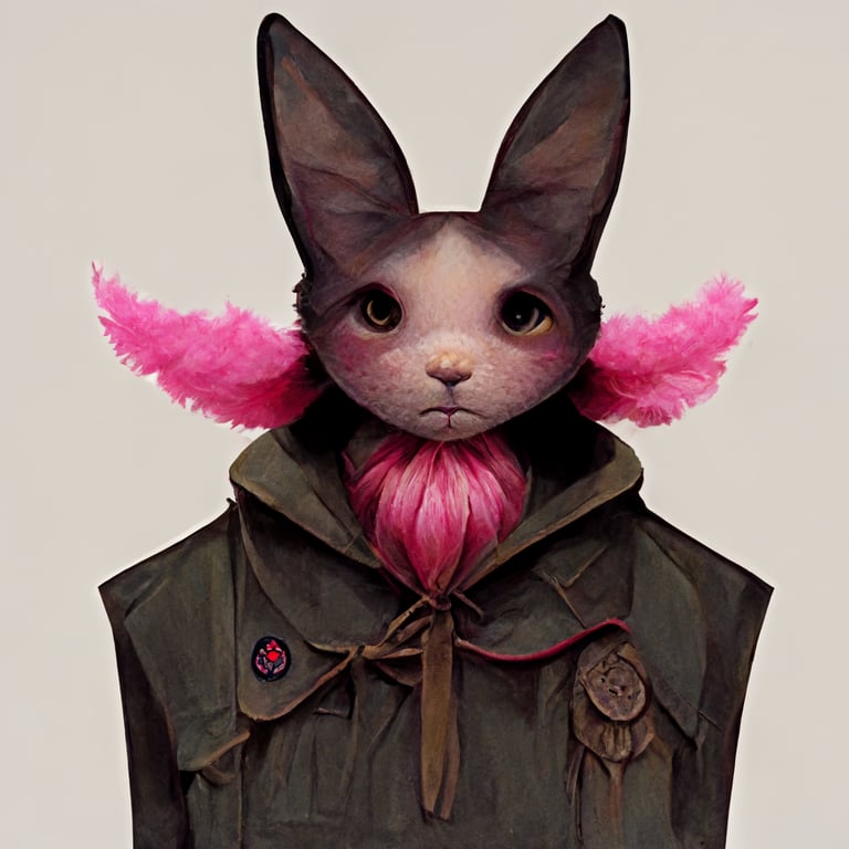 prompthunt: Mabinogi character, rabbit man, pink, ruffled collar,cat tail
