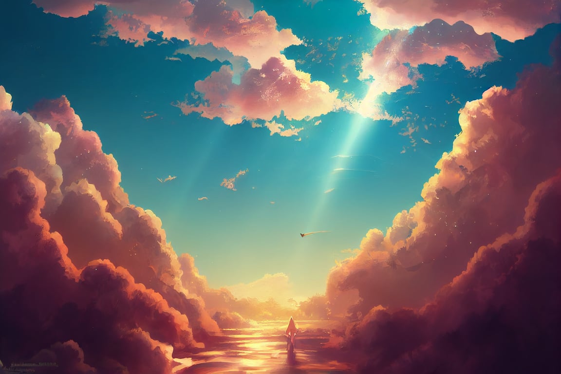 Anime sky with a heavenly character