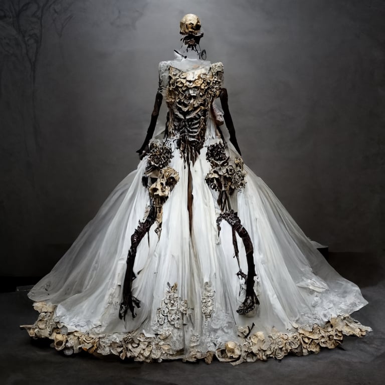prompthunt: fantasy wedding dress inspired by skeletons