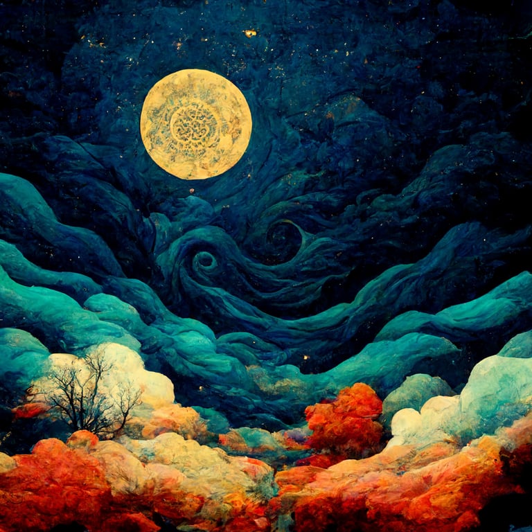 psychedelic moon drawing