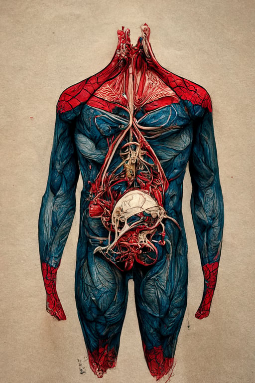 prompthunt: spiderman medically dissected, anatomical illustration, high  detail