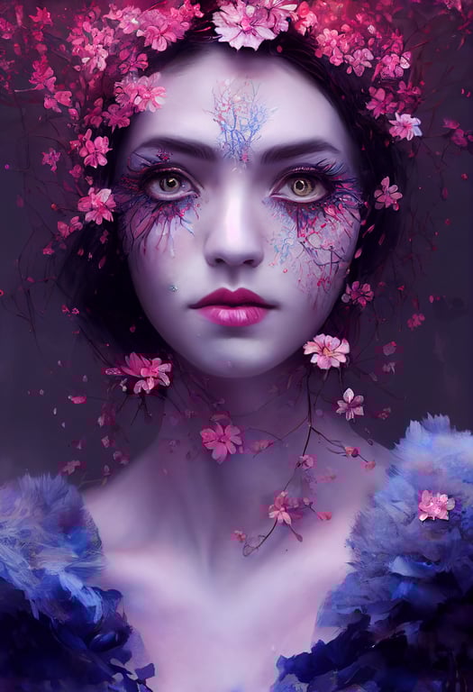 prompthunt paint of cherry tree woman enchantress wearing biotech