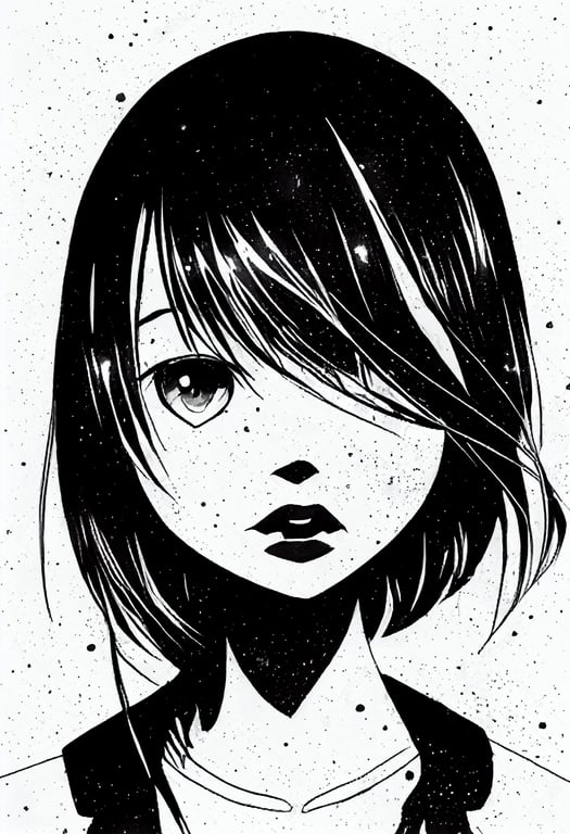 prompthunt: a anime girl draw in manga style,black and white drawing, background school grounds,anime watercolor style, isolated on white  background,symmetry,symmetrical face,highly detailed,hdr