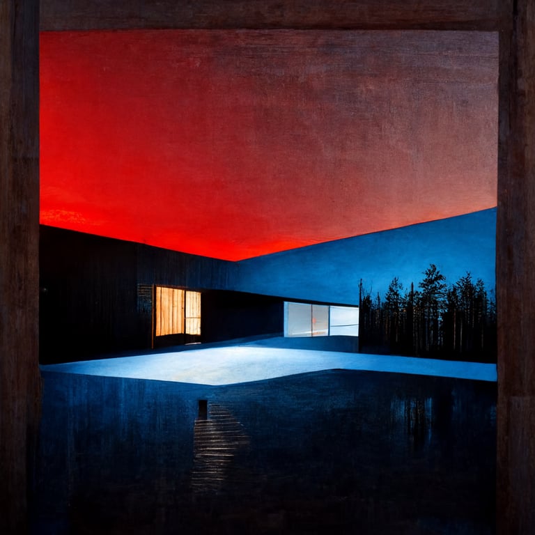 prompthunt glass house minimalist frank sandback mullions deep