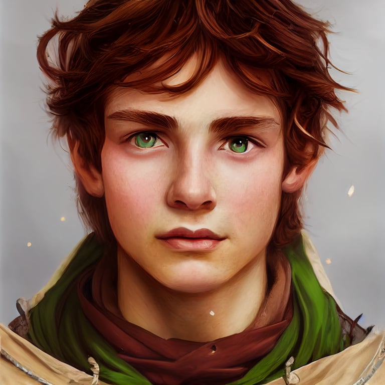 prompthunt a portrait of a young man hazel eyes and messy chestnut