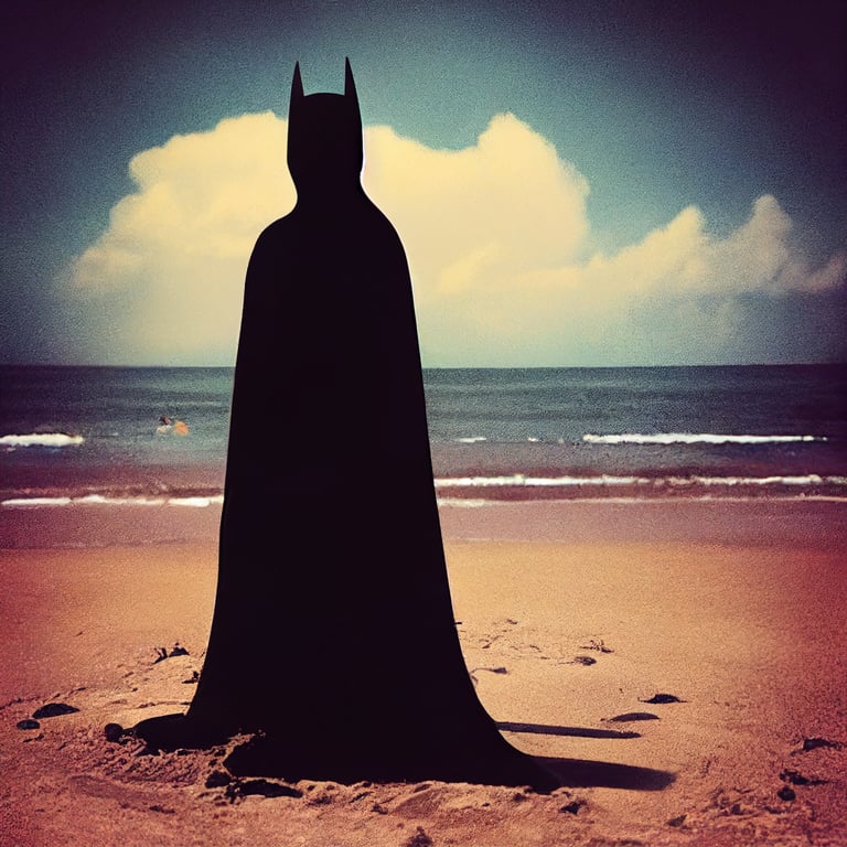 prompthunt: batman coffee on the beach