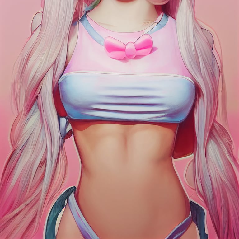 prompthunt: belle Delphine, massive chest, realistic, pastel pink