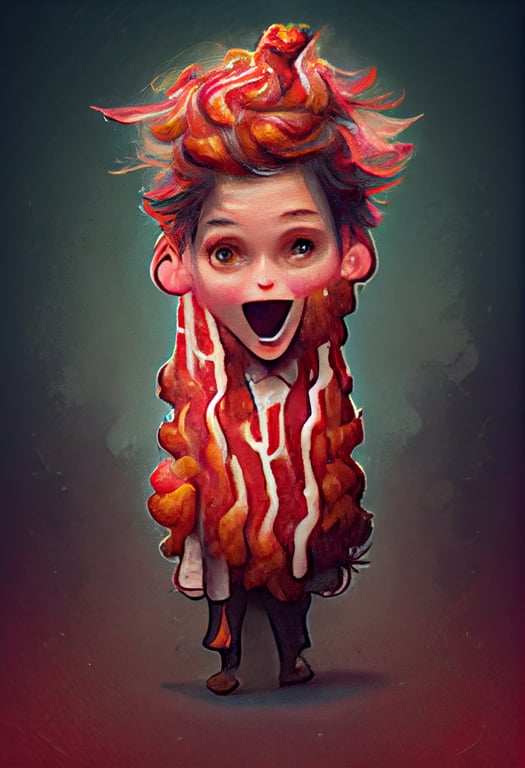 prompthunt: crazy bacon hair person