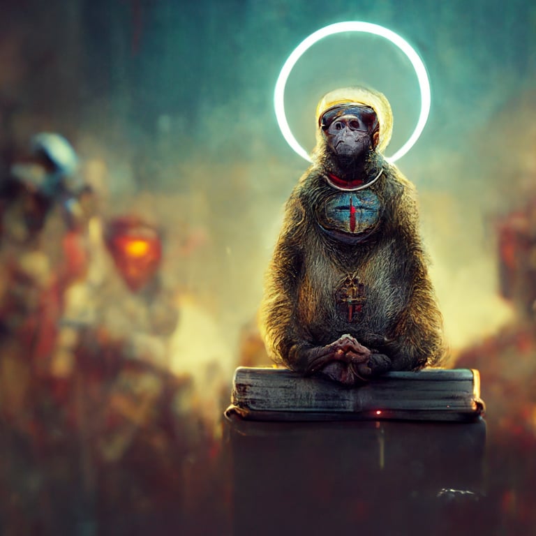 prompthunt: monkey, halo, jesus, gaming, pope, holy