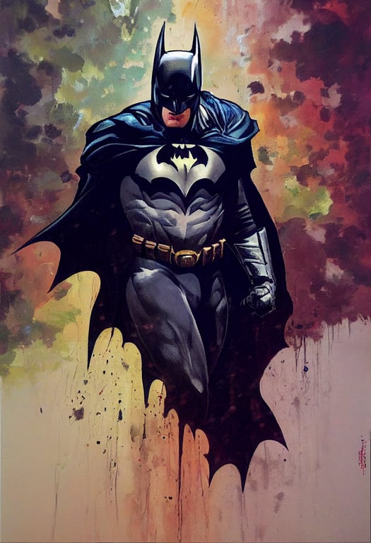 prompthunt: brushstroke painting of dark knight batman by Charles Osaro