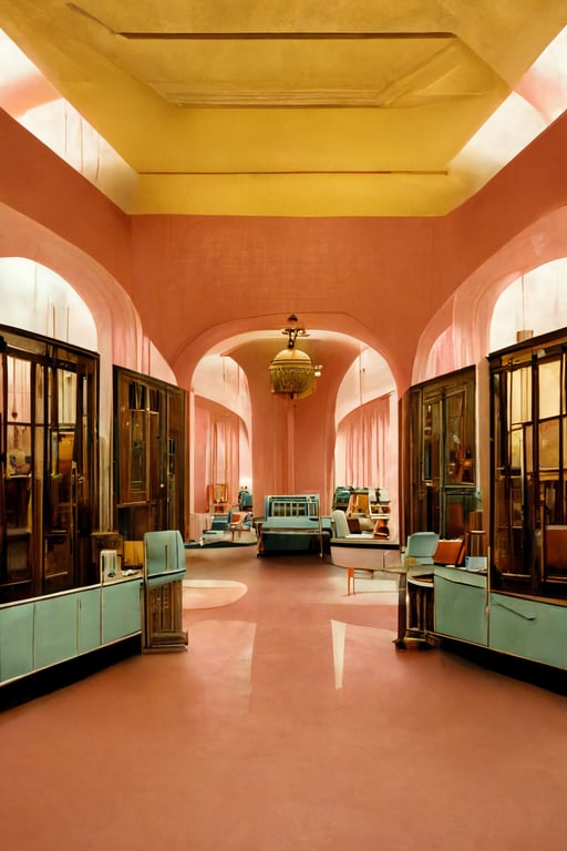 prompthunt: hyper realistic Wes Anderson interior design