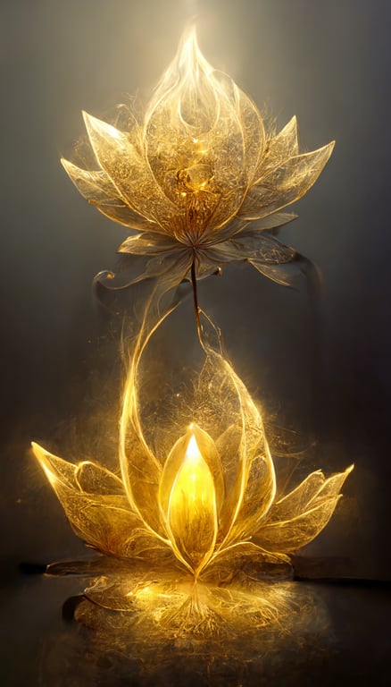 prompthunt Through high definition CG golden lotus in flame