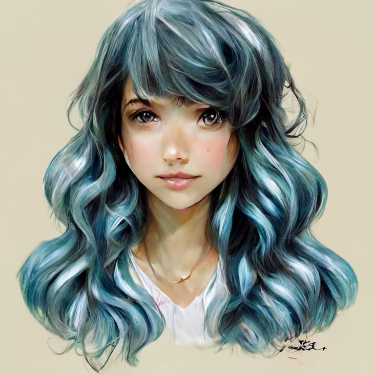 anime girl with wavy hair