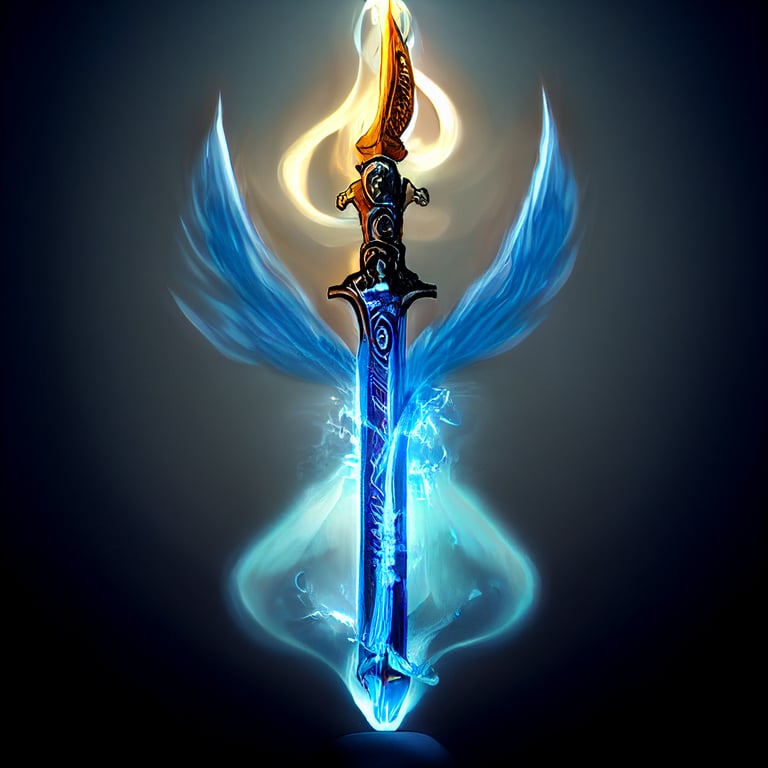 prompthunt: holy sword engulfed in blue flame, photorealism, 8k, cinematic