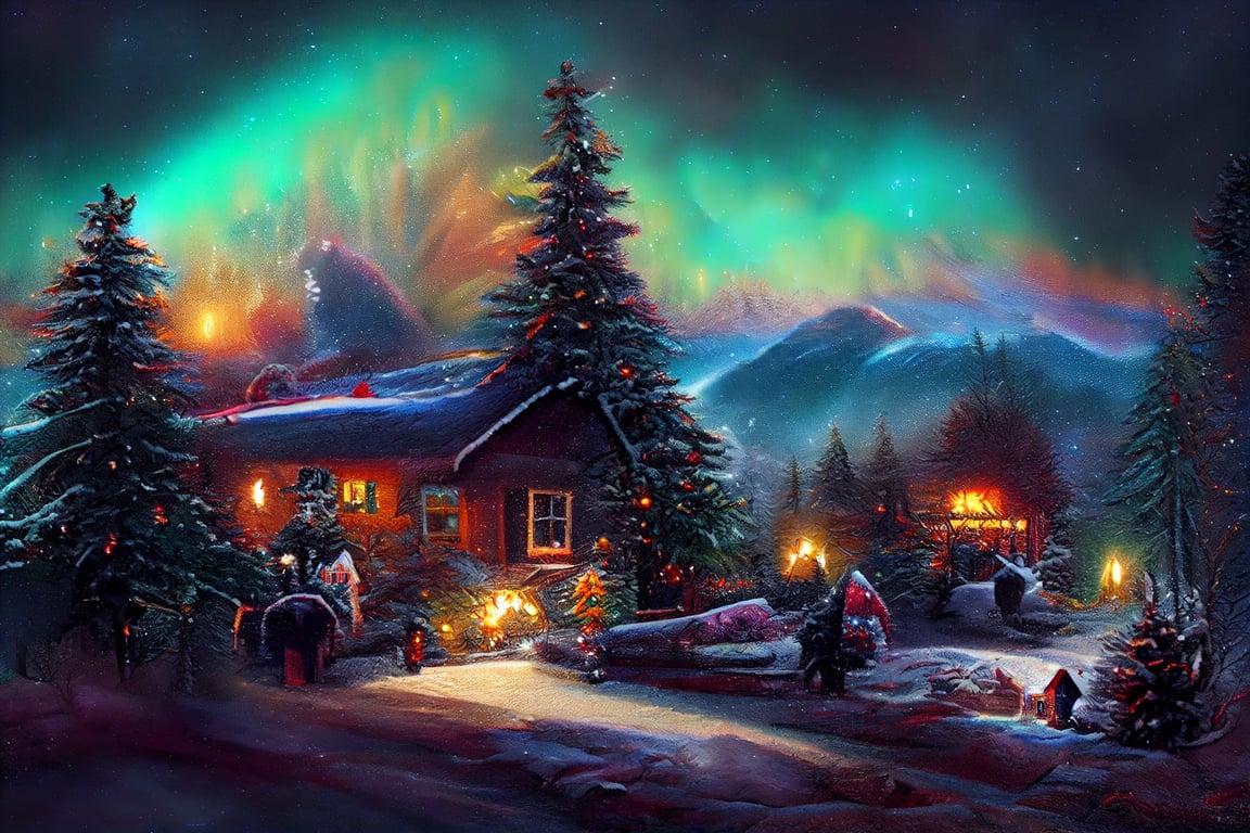 Hãy cùng chiêm ngưỡng bức họa nền cho màn hình lễ giáng sinh của Thomas Kinkade với nền núi tuyệt đẹp, tạo ấn tượng đẹp mắt và đong đầy cảm hứng cho mùa lễ hội sắp tới.