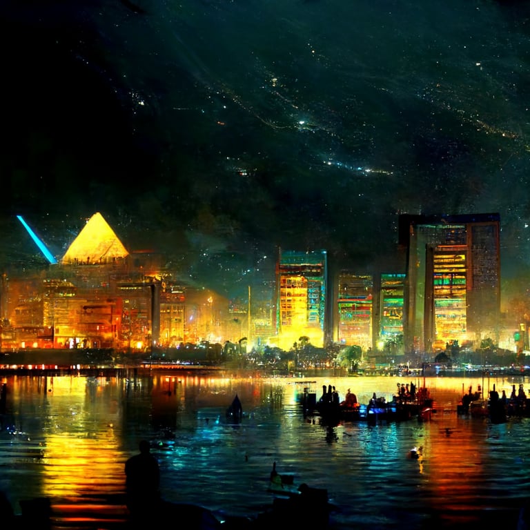 The nile river flowing through ancient egypt : r/midjourney