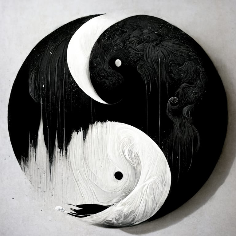 prompthunt: a clash of black and white energy blast, anime style yin